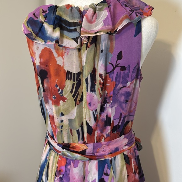 Adrianna Papell 100% Silk Floral Feminine Dress Size 8 Summer Cocktail - Picture 5 of 10